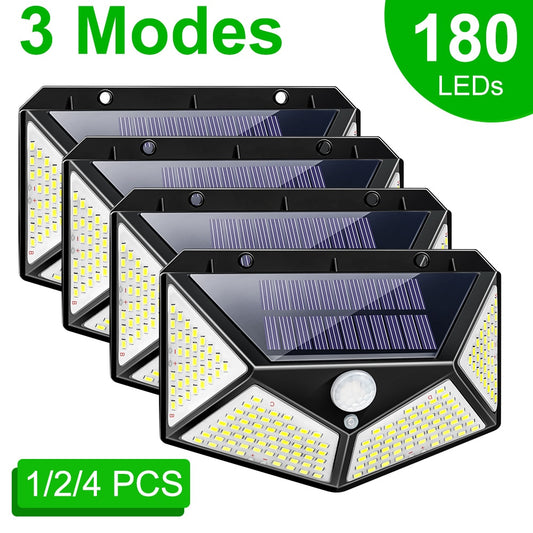 180 100 LED Solar Light Outdoor Solar Lamp with Motion Sensor Solar LED Light Waterproof Sunlight Powered for Garden Decoration
