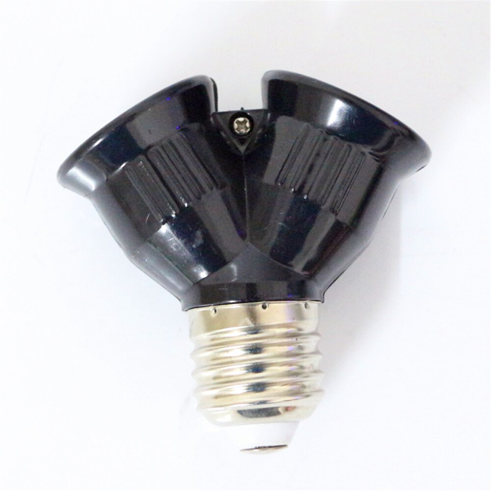 1Pcs Black Fireproof Material E27 TO 2E27 Socket Base LED Bulb Converter Splitter Adapter E27 to 2 E27 Lamp Holder Converter