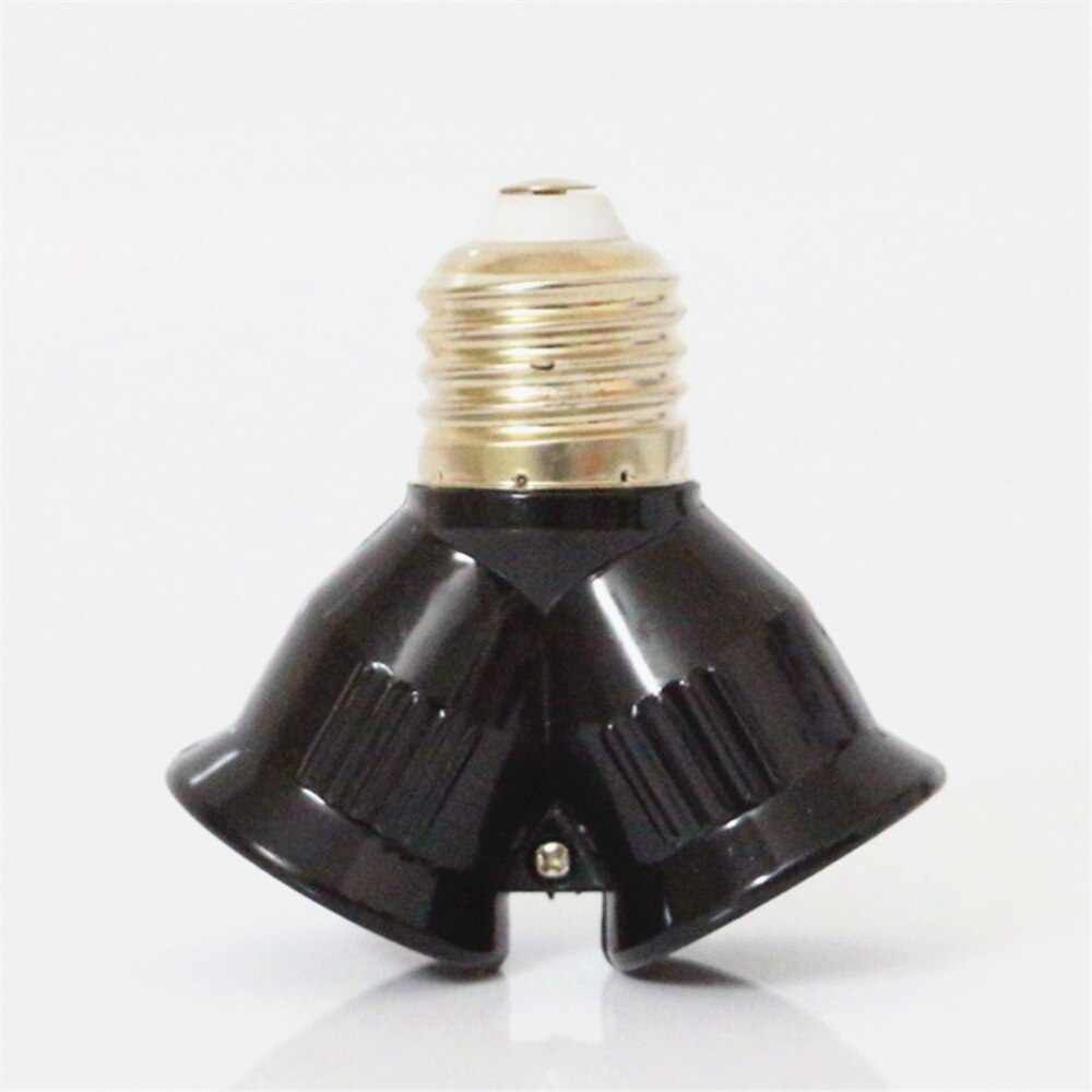1Pcs Black Fireproof Material E27 TO 2E27 Socket Base LED Bulb Converter Splitter Adapter E27 to 2 E27 Lamp Holder Converter