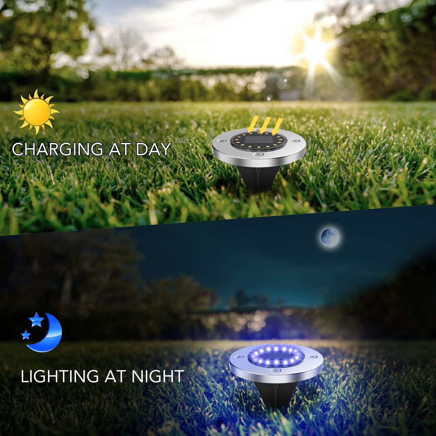 20 Led Solar Lamp Outdoor Waterproof Ground Lights Waterproof Light Underground Sensing Landscape Lights for Garden Lawn Pathway