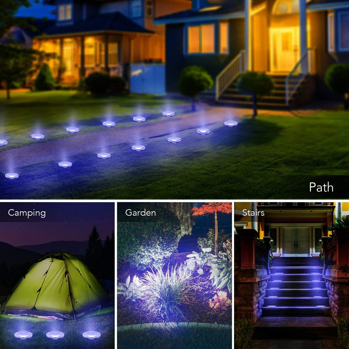 20 Led Solar Lamp Outdoor Waterproof Ground Lights Waterproof Light Underground Sensing Landscape Lights for Garden Lawn Pathway