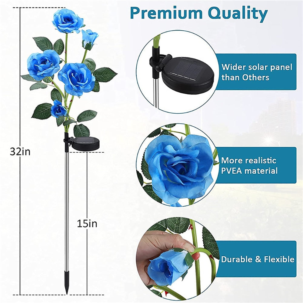 Rose Solar Garden Light Flower Waterproof Christmas Outdoor Lawn Lamps for Garden and Vegetable Patch Patio Decoration