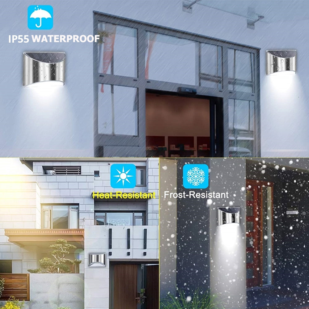 LED Solar Light Wall Lamp Staircase Light Stainless Steel  Material Light  Control Always Bright Outdoor Waterproof Decorative
