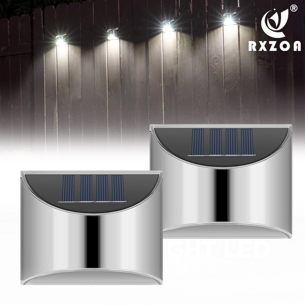 LED Solar Light Wall Lamp Staircase Light Stainless Steel  Material Light  Control Always Bright Outdoor Waterproof Decorative