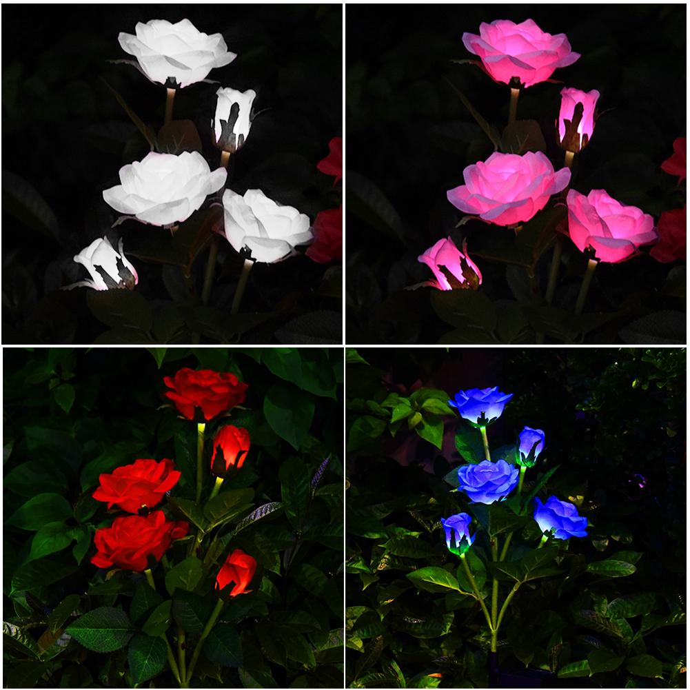 LED Solar Simulation Rose Flower Light Home Decorative Flower Lights Garden Decoration Lawn Lamp Waterproof Landscape Rose Light