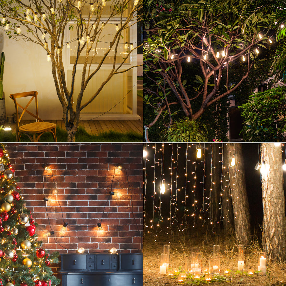 LED Solar String Lights Christmas Decoration Light Bulb IP65 Waterproof Patio Lamp Holiday Garland For outdoor Garden Furniture