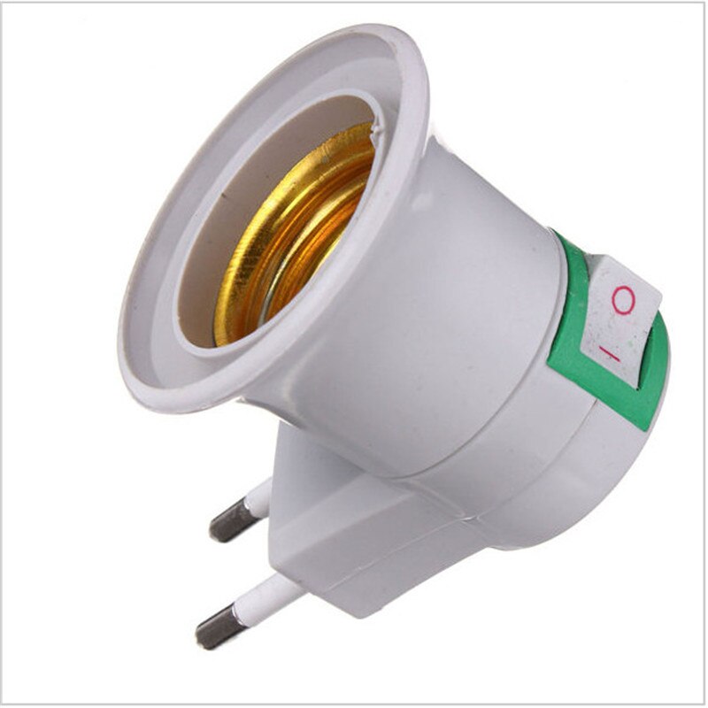 Light Male Socket to EU Type Plug Adapter Converter for Bulb Lamp Holder With ON/OFF Button
