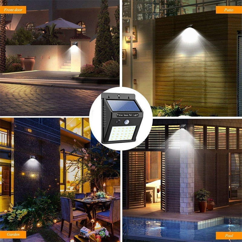 Solar Street Lights Outdoor IP65 Waterproof 30LED Solar Motion Sensor Security Wireless Lights for Garden Fence Patio Garage