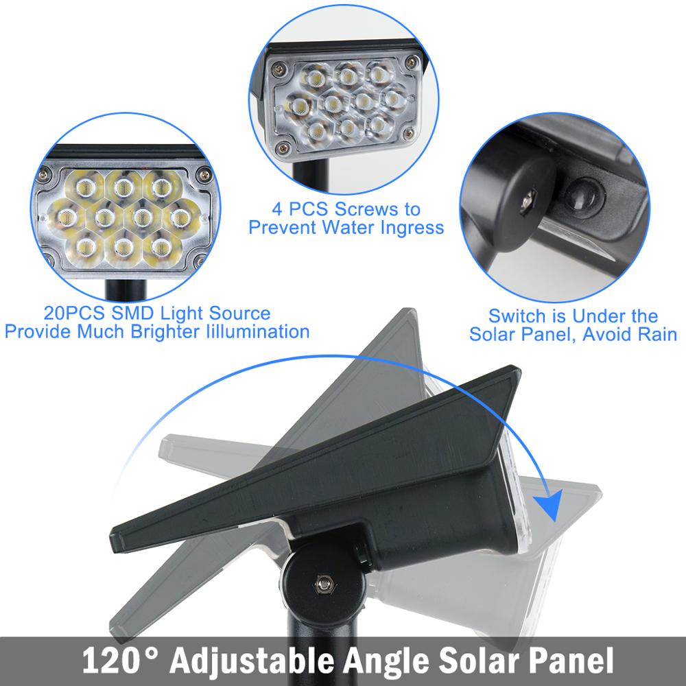 T-SUN 1-4pcs 20LED Solar Light Outdoor Solar Lamps IP65 Waterproof Solar Powered Sunlight for Garden Decoration Solar Spotlights