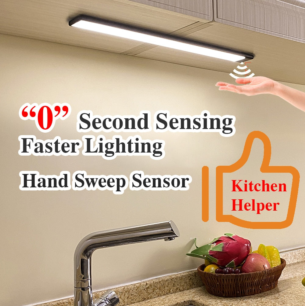 Ultra-thin LED Garage / Kitchen Light Hand Sweep Sensor Cabinet Lighting PIR Motion Sensor USB Rechargeable Aluminum Closet Wardrobe led