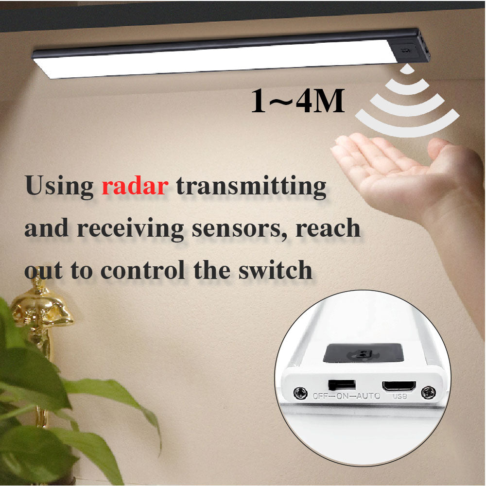 Ultra-thin LED Garage / Kitchen Light Hand Sweep Sensor Cabinet Lighting PIR Motion Sensor USB Rechargeable Aluminum Closet Wardrobe led